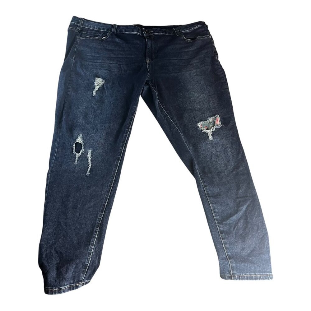 Venezia By Lane Bryant Denim Distressed Patchwork Jeans Womens‎ Size 24 Blue